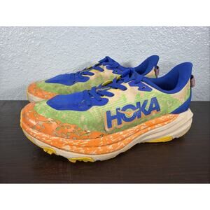 HOKA Speedgoat 6 Green Orange 1156933-UNL Size 5 MD Womens Kids EUC